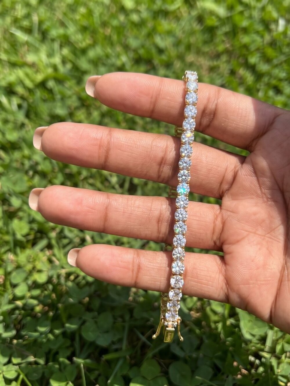Womens Moissanite Tennis Bracelet Gold 7 Inch 5mm GRA Passes Tester Durable